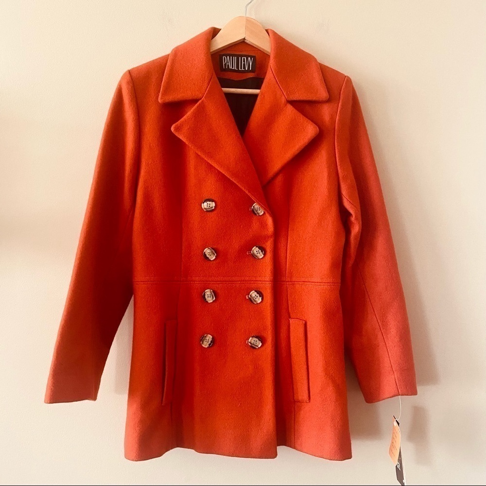 PAUL LEVY Vintage Wool Double Breast Coat Size M NEW - Picture 3 of 13